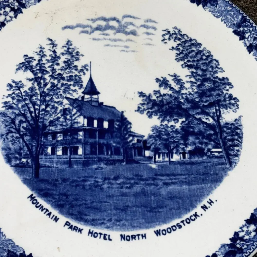 Wm Adams & Sons Souvineer Blue Transfer-ware Plate Mountain Park Hotel NH
